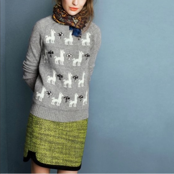 J. Crew Crew Neck Jeweled LLama Sweater S - Picture 3 of 4